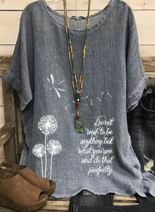 TP10287 Floral Round Neck Half Sleeve Casual T shirts