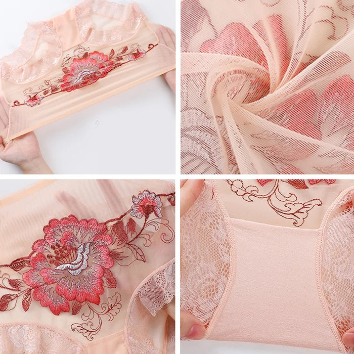 49% OFF🌸High Waist Premium Lace Embroidered Panties