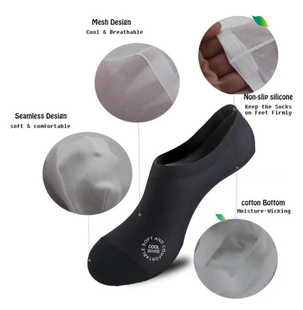 Ultra Thin Liner Socks Non Slip ComBed Cotton No Show Socks