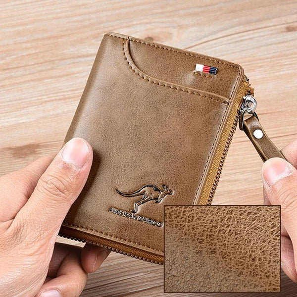 🔥 BIG SALE - 49% OFF 🔥🔥Men Wallet Zipper Genuine Leather Purse ( RFID PROTECTED )