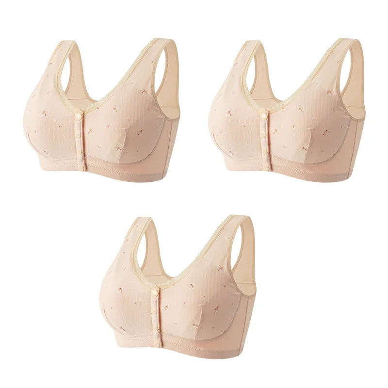 🔥PAY 1 GET 3 BRA🔥Design for Senior Front Closure Cotton Bra