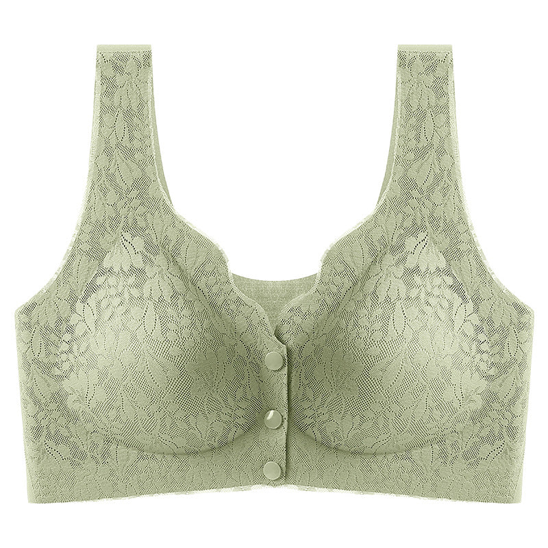 Lace jacquard front button plus size comfortable bra