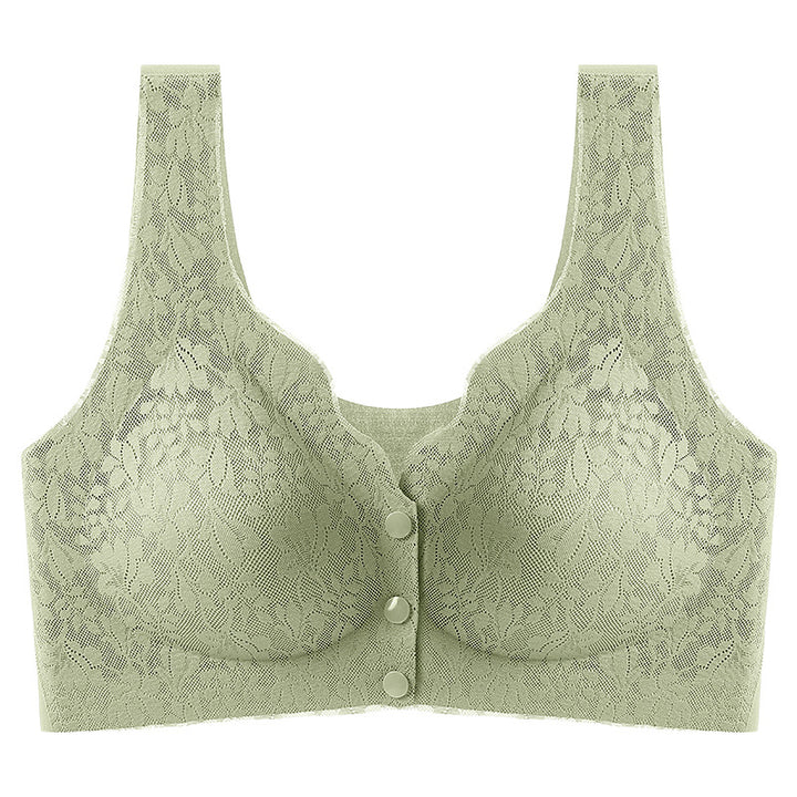 Lace jacquard front button plus size comfortable bra