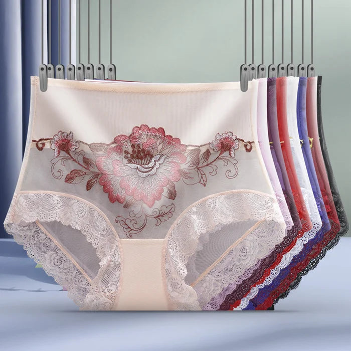 49% OFF🌸High Waist Premium Lace Embroidered Panties