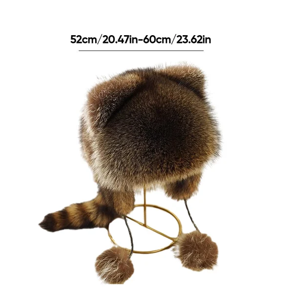 Cute Faux fur Raccoon Tail Parent Child Plush Hat