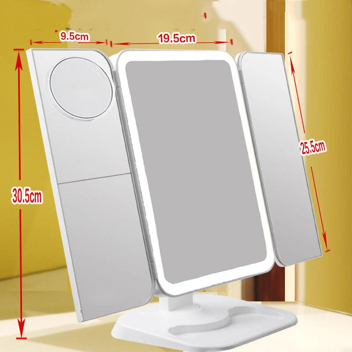 🔥BIGGEST SALE - 49 % DISCOUNT🔥Trifold Makeup Mirror With Light 68 LED Vanity Mirrors 10X Magnifying 180Rotation