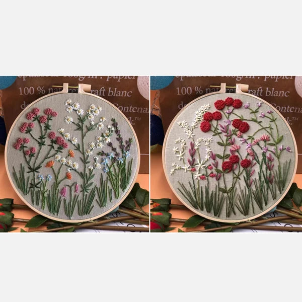 Last Day 49% OFF - Perfect Gift - Embroidery Hoop Flower Kit for Beginner