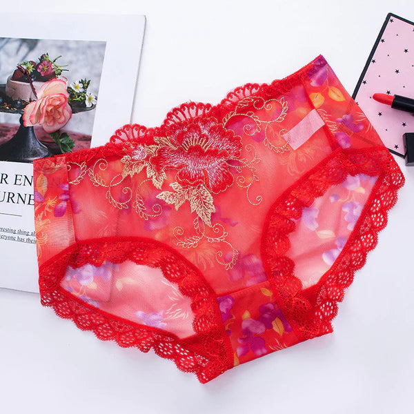 Antibacterial cotton panty with lace embroidery