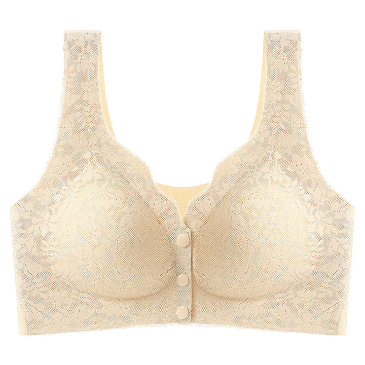 Lace jacquard front button plus size comfortable bra