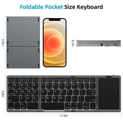 🔥Foldable Bluetooth Keyboard with Touchpad