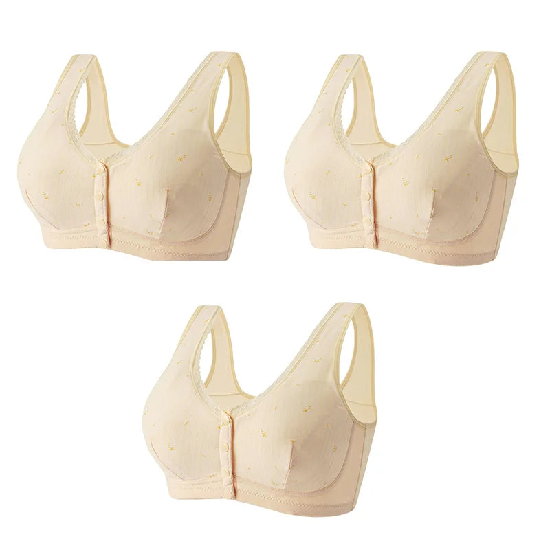 🔥PAY 1 GET 3 BRA🔥Design for Senior Front Closure Cotton Bra