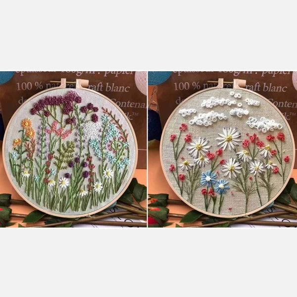 Last Day 49% OFF - Perfect Gift - Embroidery Hoop Flower Kit for Beginner