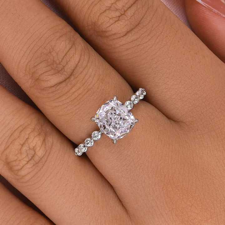 Exquisite 2.0 Carat Cushion Cut Engagement Ring In Sterling Silver