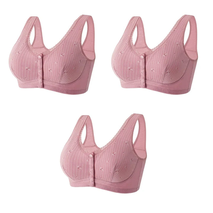 🔥PAY 1 GET 3 BRA🔥Design for Senior Front Closure Cotton Bra