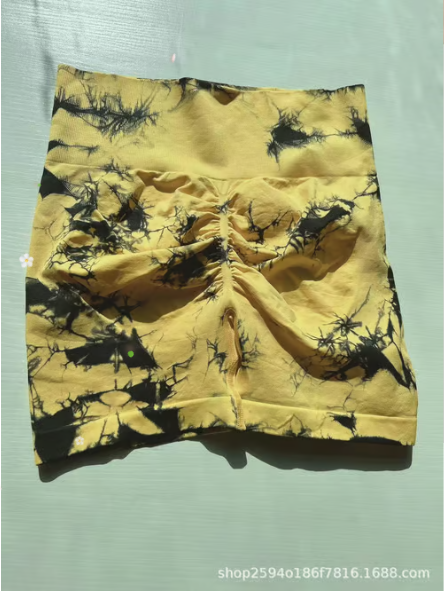 Tie Dye Print High Waist Seamless Gym Shorts