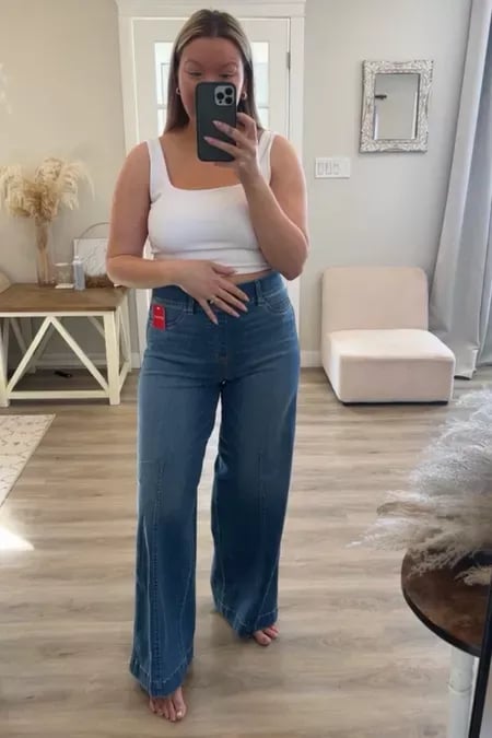 Last Day 70% OFF🔥Seamed Front Wide Leg Jeans