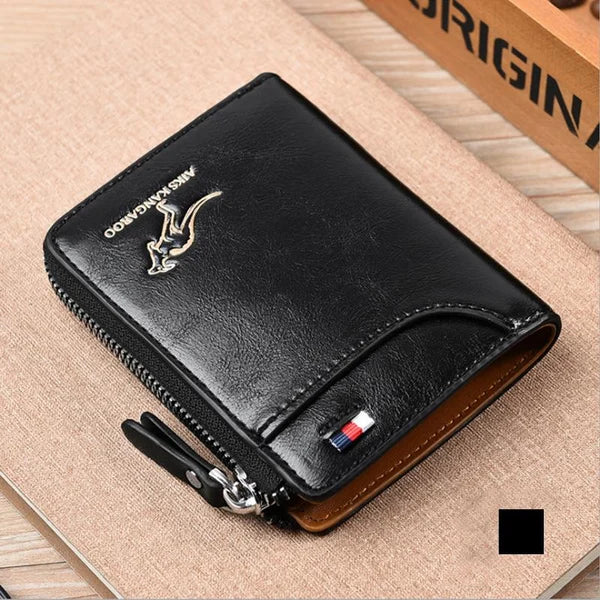 🔥 BIG SALE - 49% OFF 🔥🔥Men Wallet Zipper Genuine Leather Purse ( RFID PROTECTED )