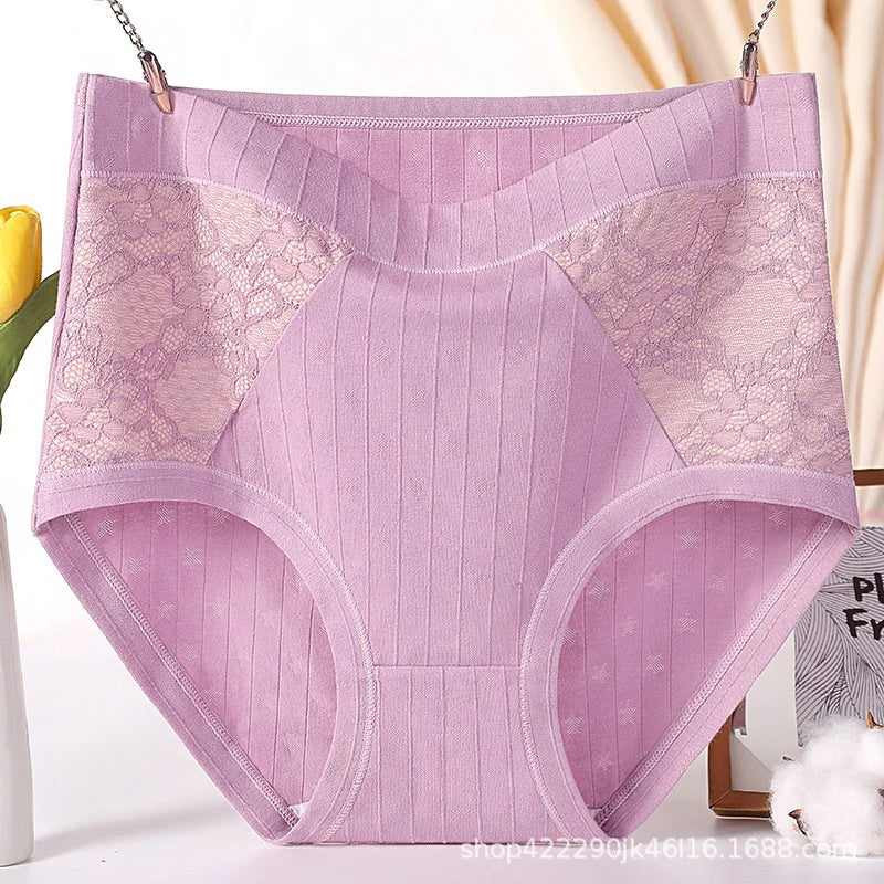 LARGE SIZE HIGH WAIST COTTON ANTIBACTERIAL ANTI SIDE LEAK UNDERWEAR