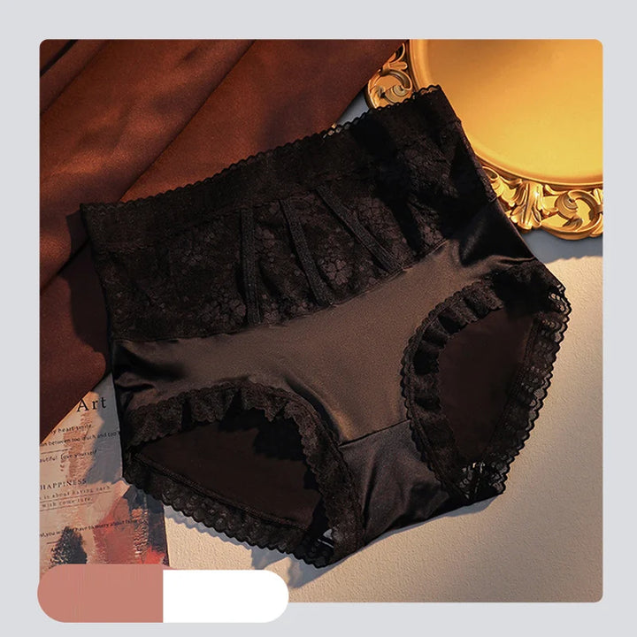 Light Luxury Lace Satin High Waist Tummy Control Panties