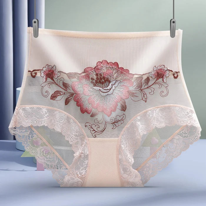 49% OFF🌸High Waist Premium Lace Embroidered Panties