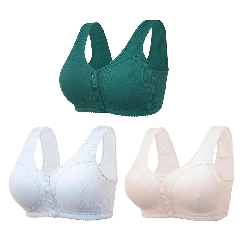 🎉BUY 1 GET 3 (3PACKS) COMFORTABLE FRONT-CLOSURE WIRELESS PLUS SIZE BUTTON BRA