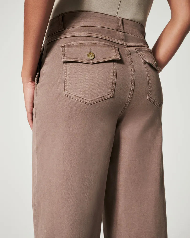 STRETCH TWILL CROPPED WIDE LEG PANT