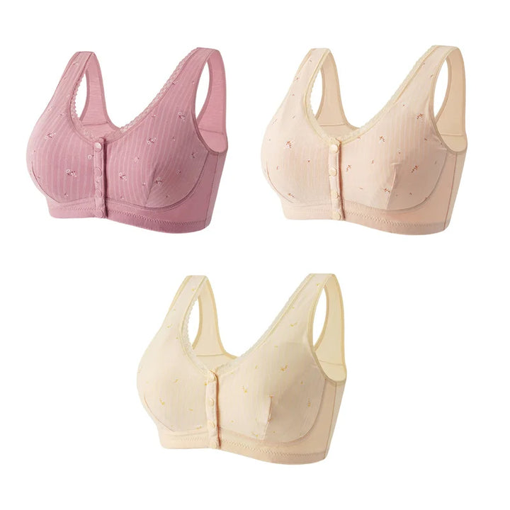 🔥PAY 1 GET 3 BRA🔥Design for Senior Front Closure Cotton Bra