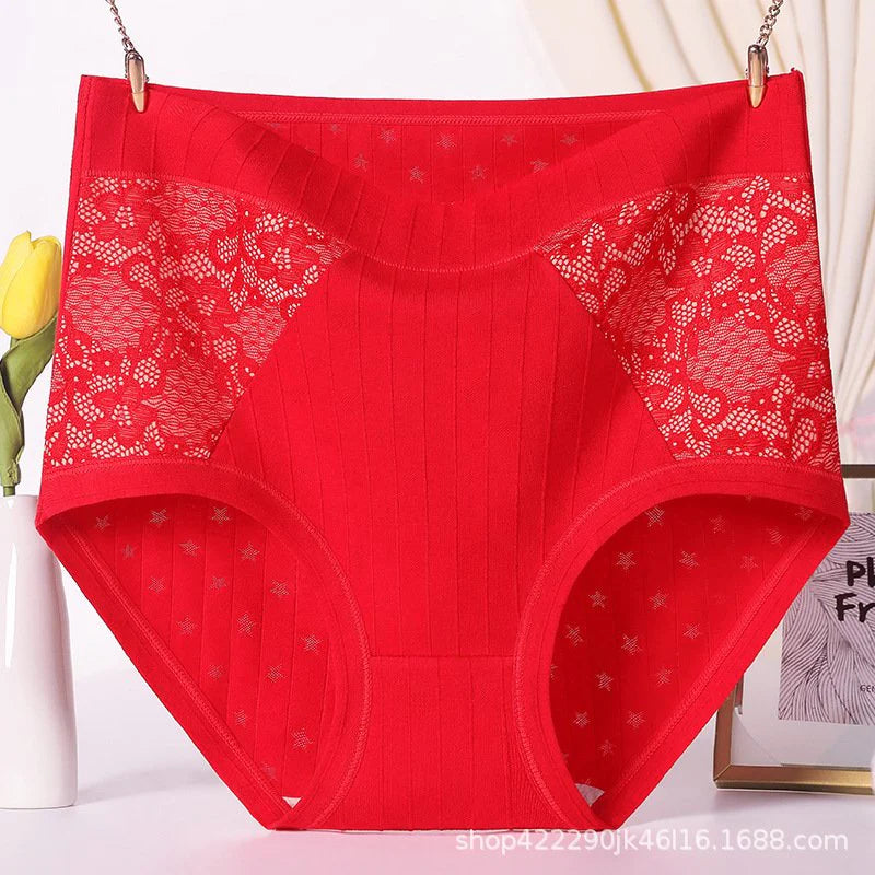 LARGE SIZE HIGH WAIST COTTON ANTIBACTERIAL ANTI SIDE LEAK UNDERWEAR