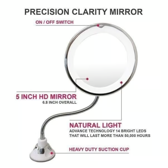 🔥360° Flexible Light Up 10X Magnification Makeup Mirror