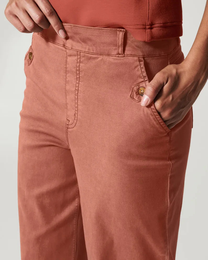 STRETCH TWILL CROPPED WIDE LEG PANT