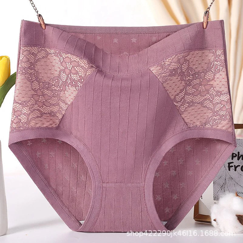 LARGE SIZE HIGH WAIST COTTON ANTIBACTERIAL ANTI SIDE LEAK UNDERWEAR