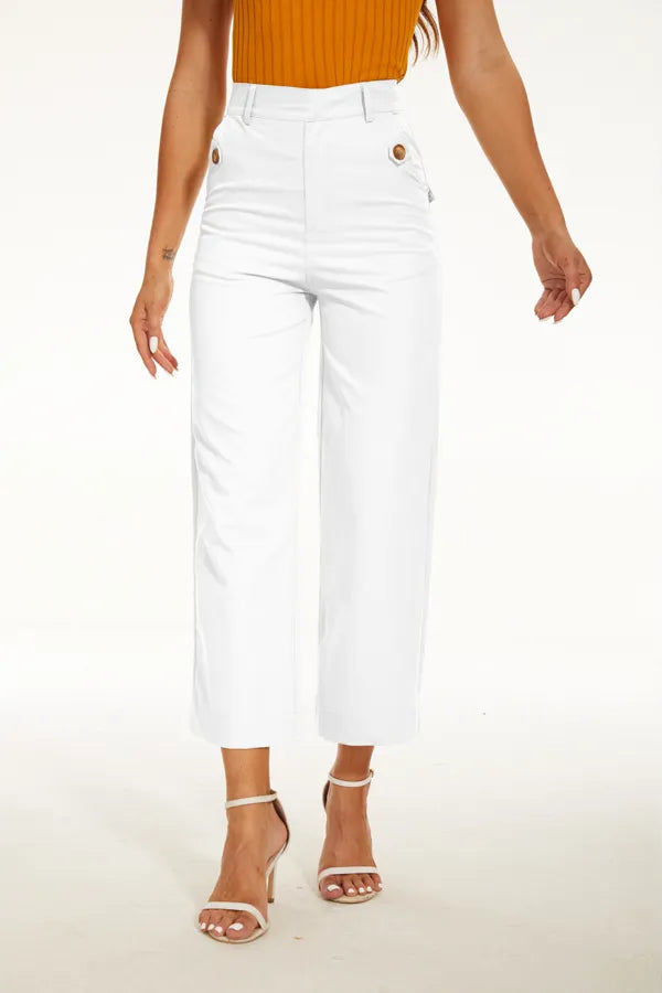 Stretch Twill Cropped Wide Leg Pants