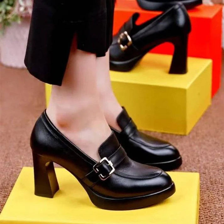 Waterproof Leather High Heels