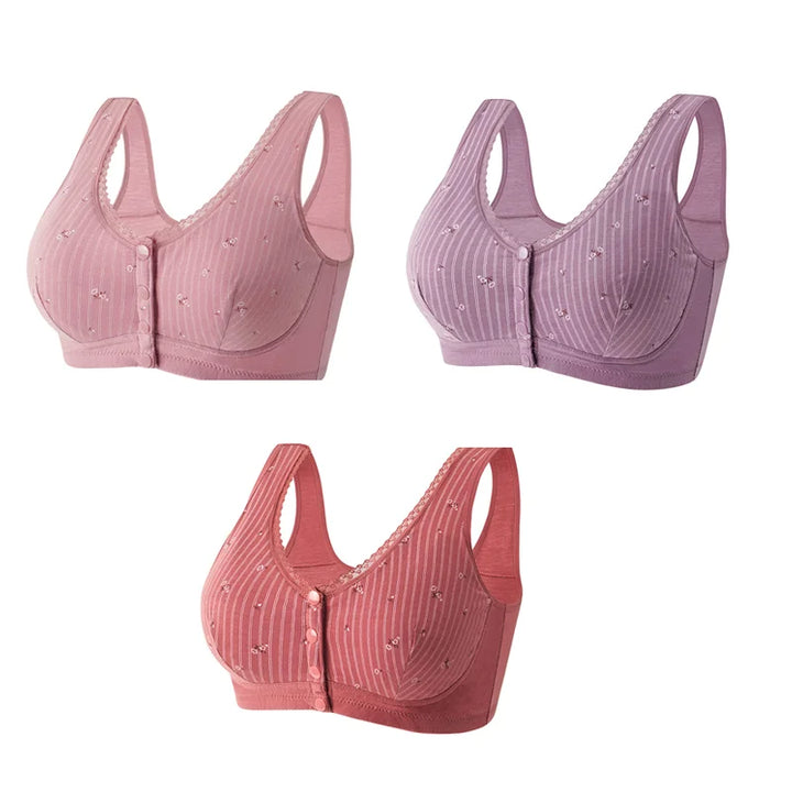 🔥PAY 1 GET 3 BRA🔥Design for Senior Front Closure Cotton Bra