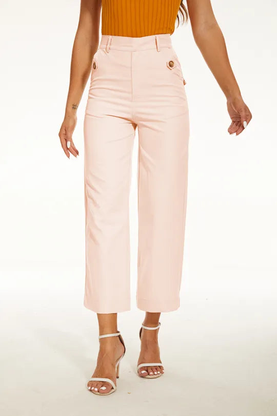 Stretch Twill Cropped Wide Leg Pants