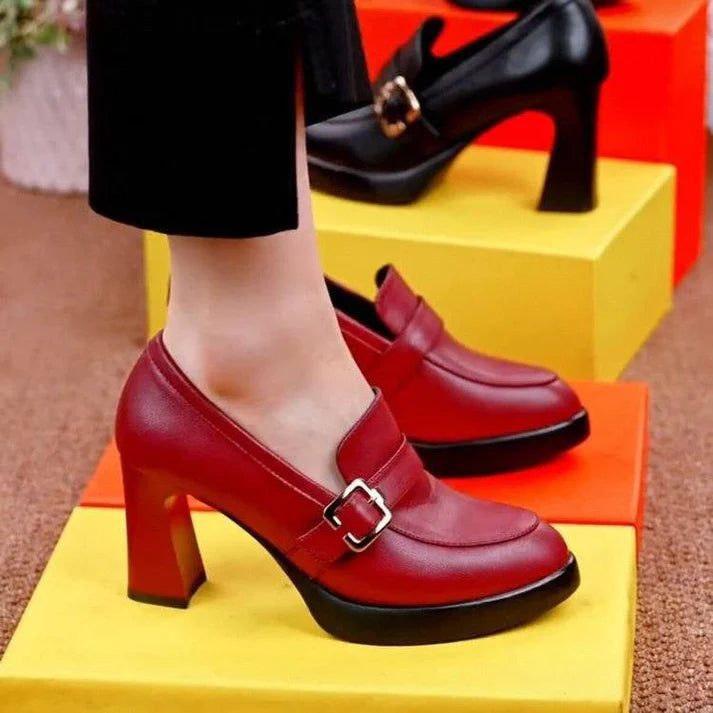 Waterproof Leather High Heels