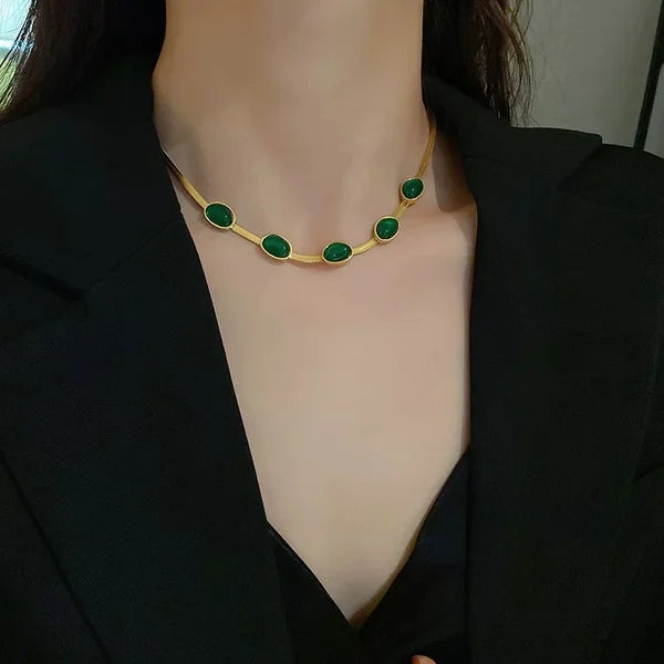 Emerald necklace earrings bracelet