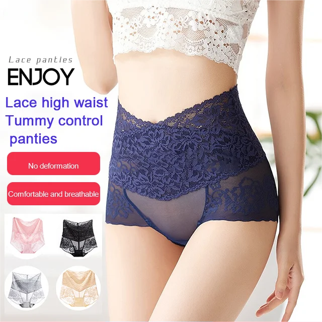 Womens Lace High Waist Tummy Control Panties