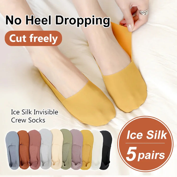 【No Heel Dropping】Ice Silk Invisible Breathable Crew Socks