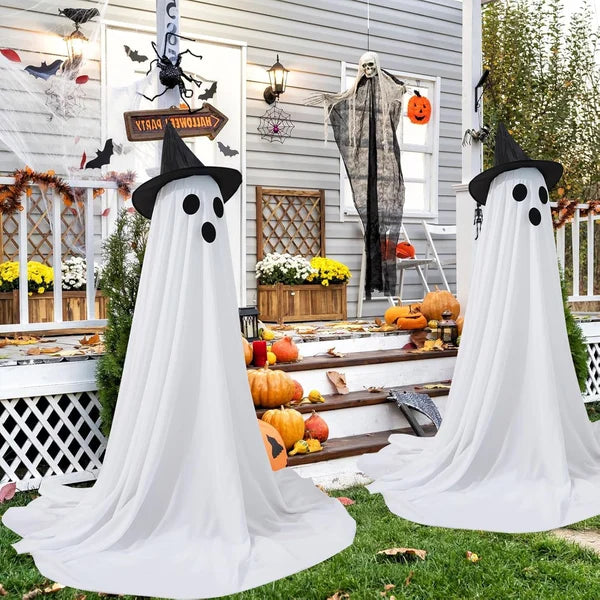 Halloween Decorations Outdoor, 30"-87'' Adjustable Halloween Spooky Decoration with String Lights