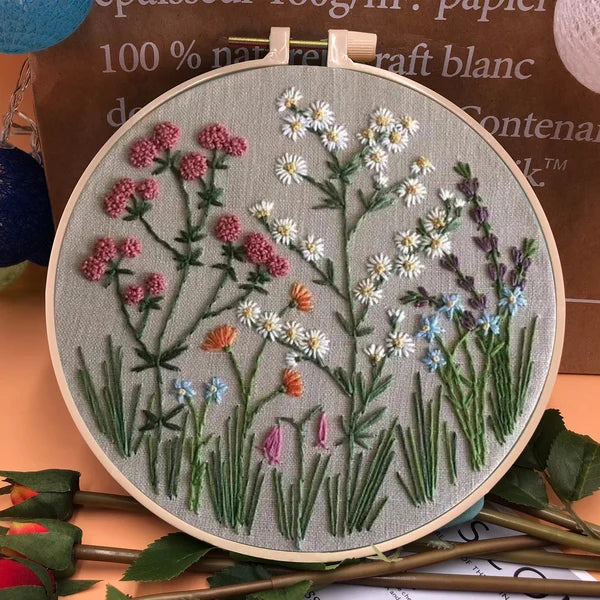 Last Day 49% OFF - Perfect Gift - Embroidery Hoop Flower Kit for Beginner