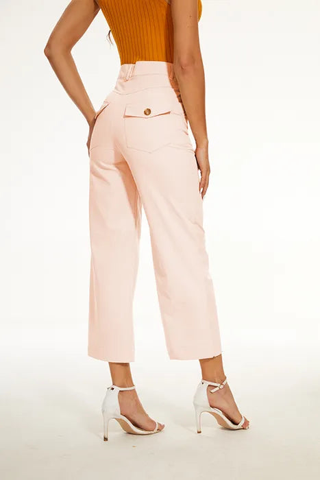 Stretch Twill Cropped Wide Leg Pants