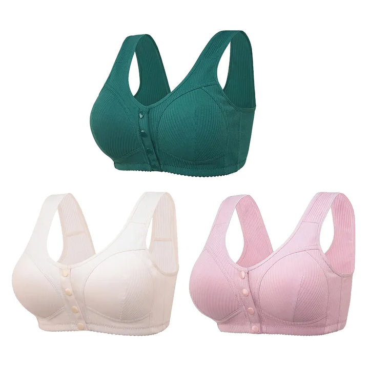 🎉BUY 1 GET 3 (3PACKS) COMFORTABLE FRONT-CLOSURE WIRELESS PLUS SIZE BUTTON BRA