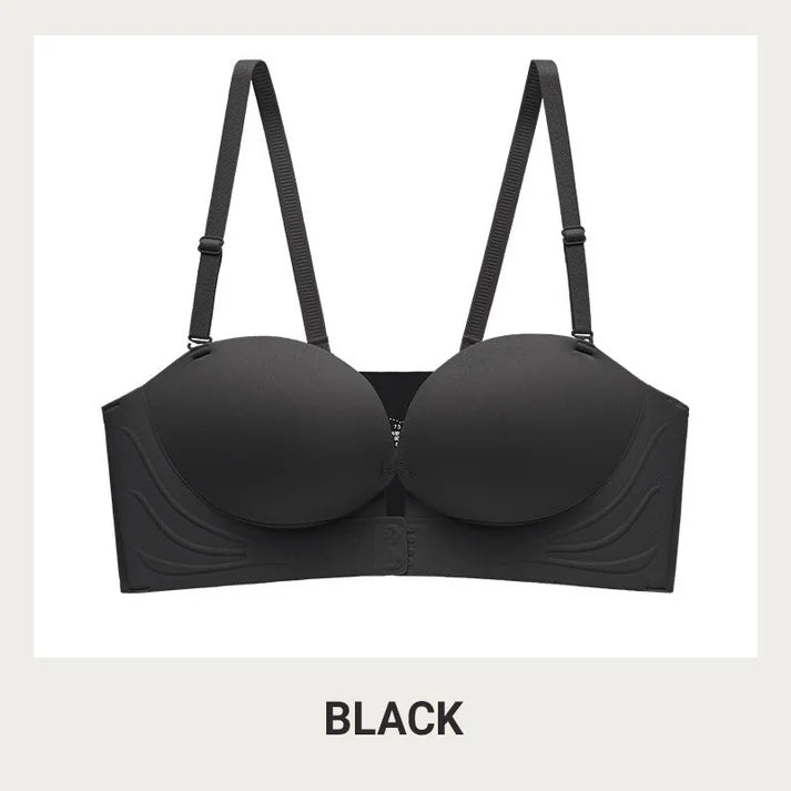 Invisible Strap Front Buckle Push Up Bra