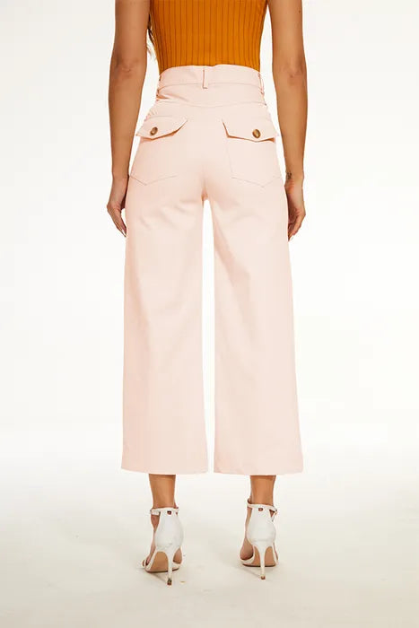 Stretch Twill Cropped Wide Leg Pants