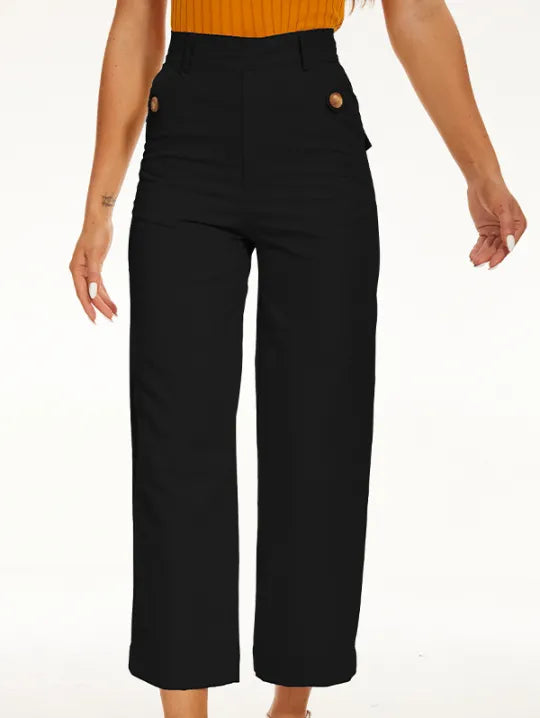 Stretch Twill Cropped Wide Leg Pants