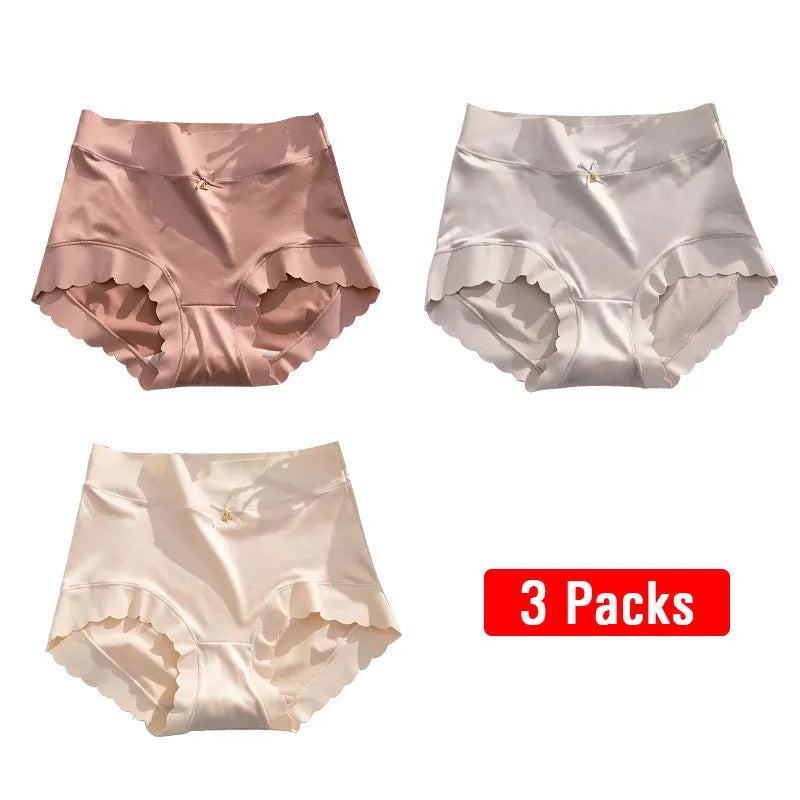 Pay1 Get 3(3packs) Premium Satin Antibacterial Ice Silk Moisture-absorbing Panties