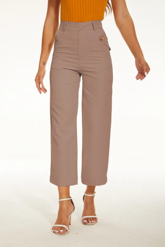 Stretch Twill Cropped Wide Leg Pants