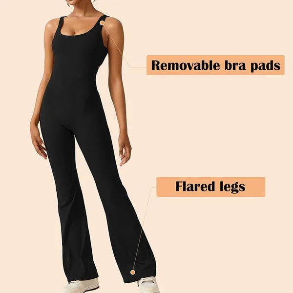 49%OFF🔥2024 Sexy Backless Flare Jumpsuits: Irresistible Sleeveless Style!