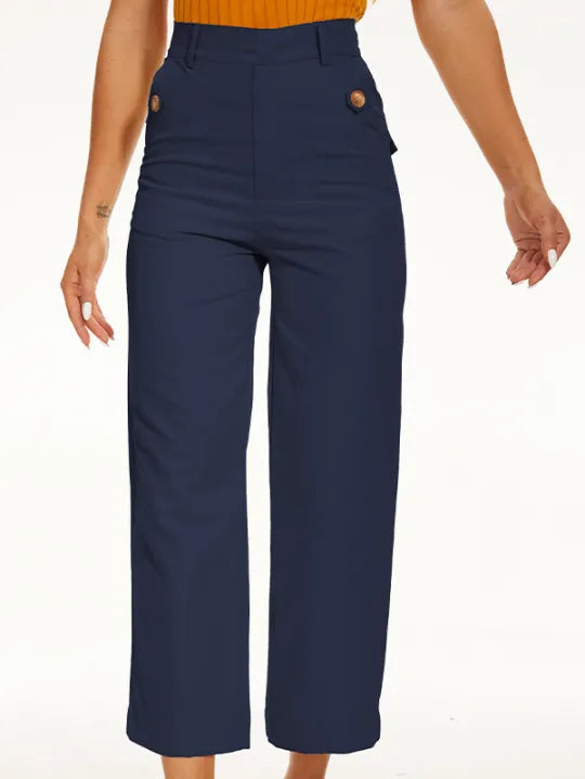 Stretch Twill Cropped Wide Leg Pants